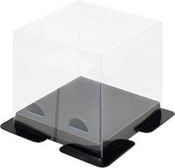 Коробка для торта 15 см*15 см*14 см черная "Премиум"